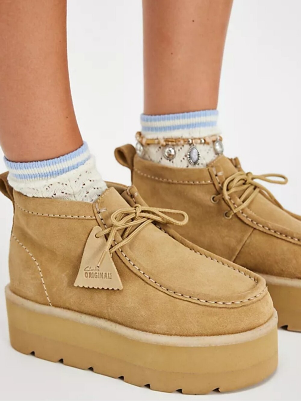 Clarks Originals Tan Suede Wallabee Platform Boots